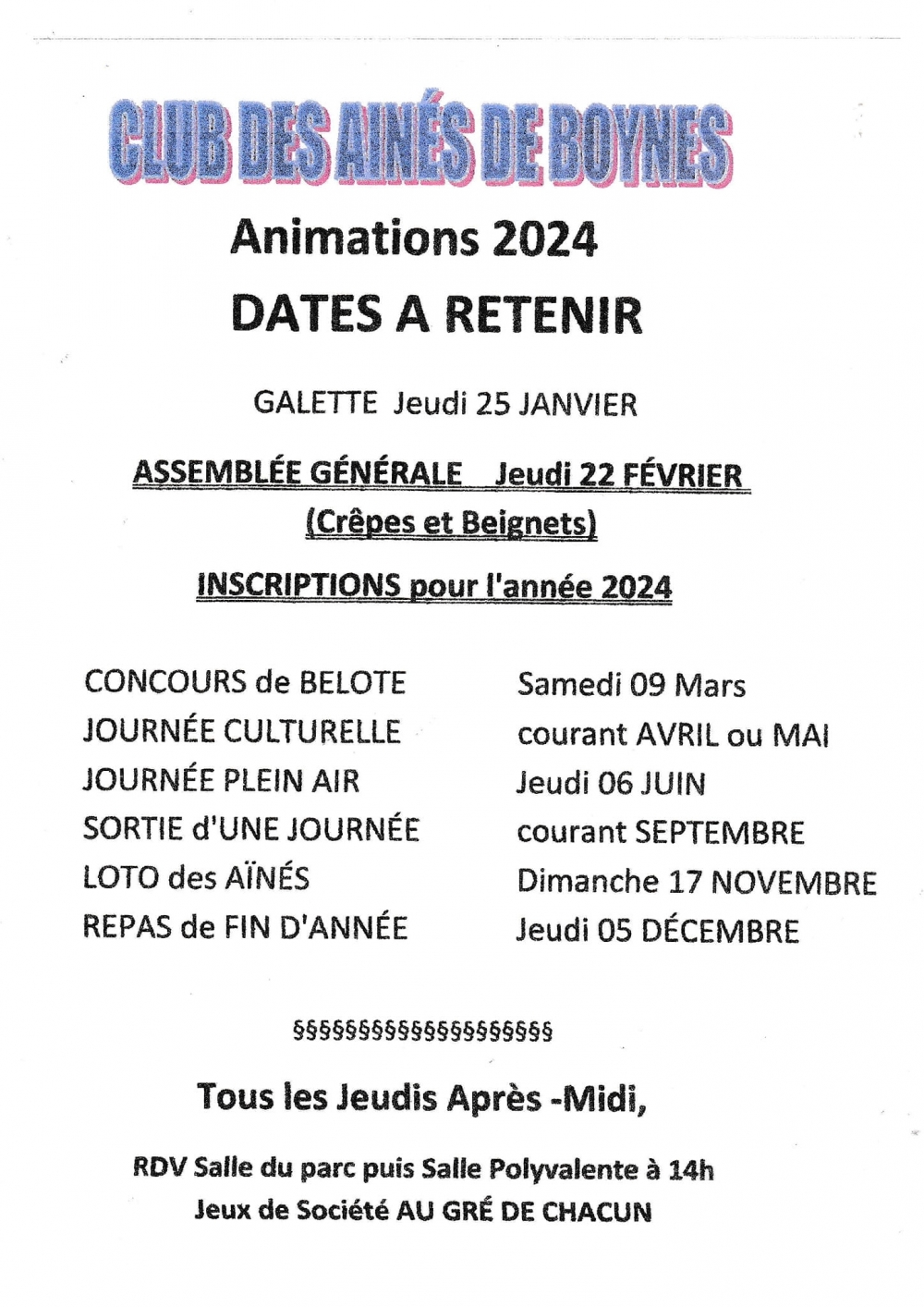 Animations 2024 - Commune de Boynes