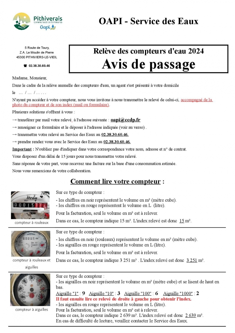 Avis de passage - Commune de Boynes