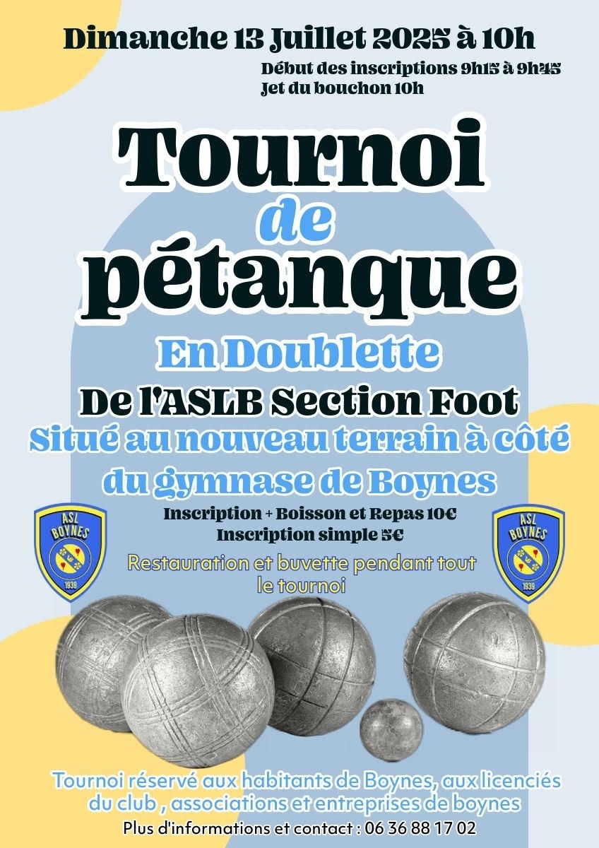 tournois de pétanque - Commune de Boynes