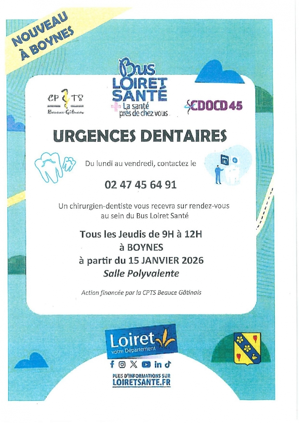Urgence dentaire Boynes - Commune de Boynes