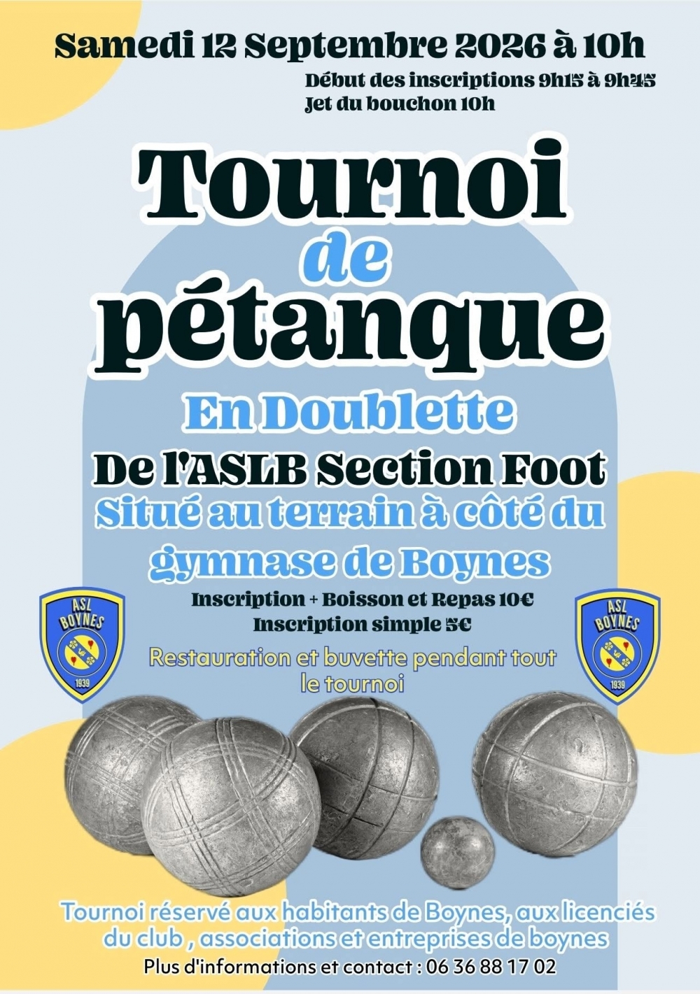 TOURNOI DE PÉTANQUE ASLB FOOT - Commune de Boynes